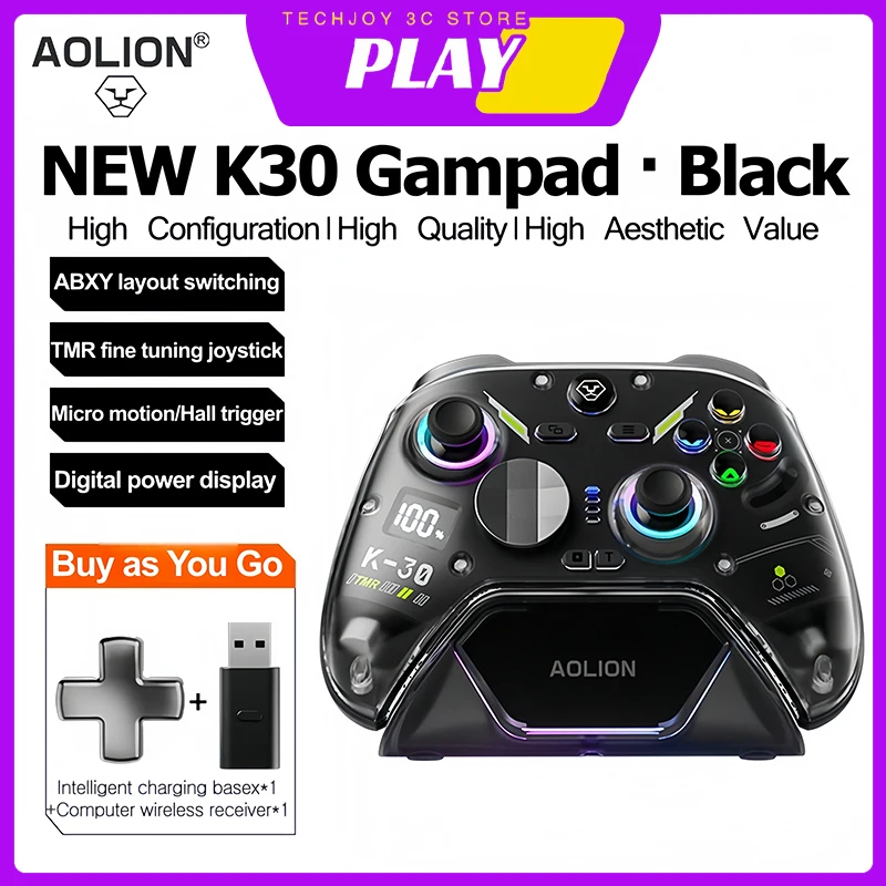 

НОВЫЙ Беспроводной игровой контроллер Aolion K30, джойстик TMR профессионального уровня, Bluetooth, для Nintendo Switch, Steam, ПК, Android, iPad, мобильных устройств