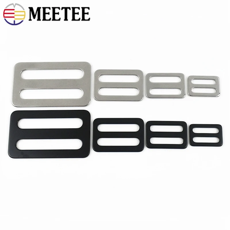 

2/4/10Pcs Meetee Metal Buckles 15-38mm Belt Tri-Glide Slider Hook Sewing Bag Strap Adjust Ring Webbing Backpack Decoration Clasp