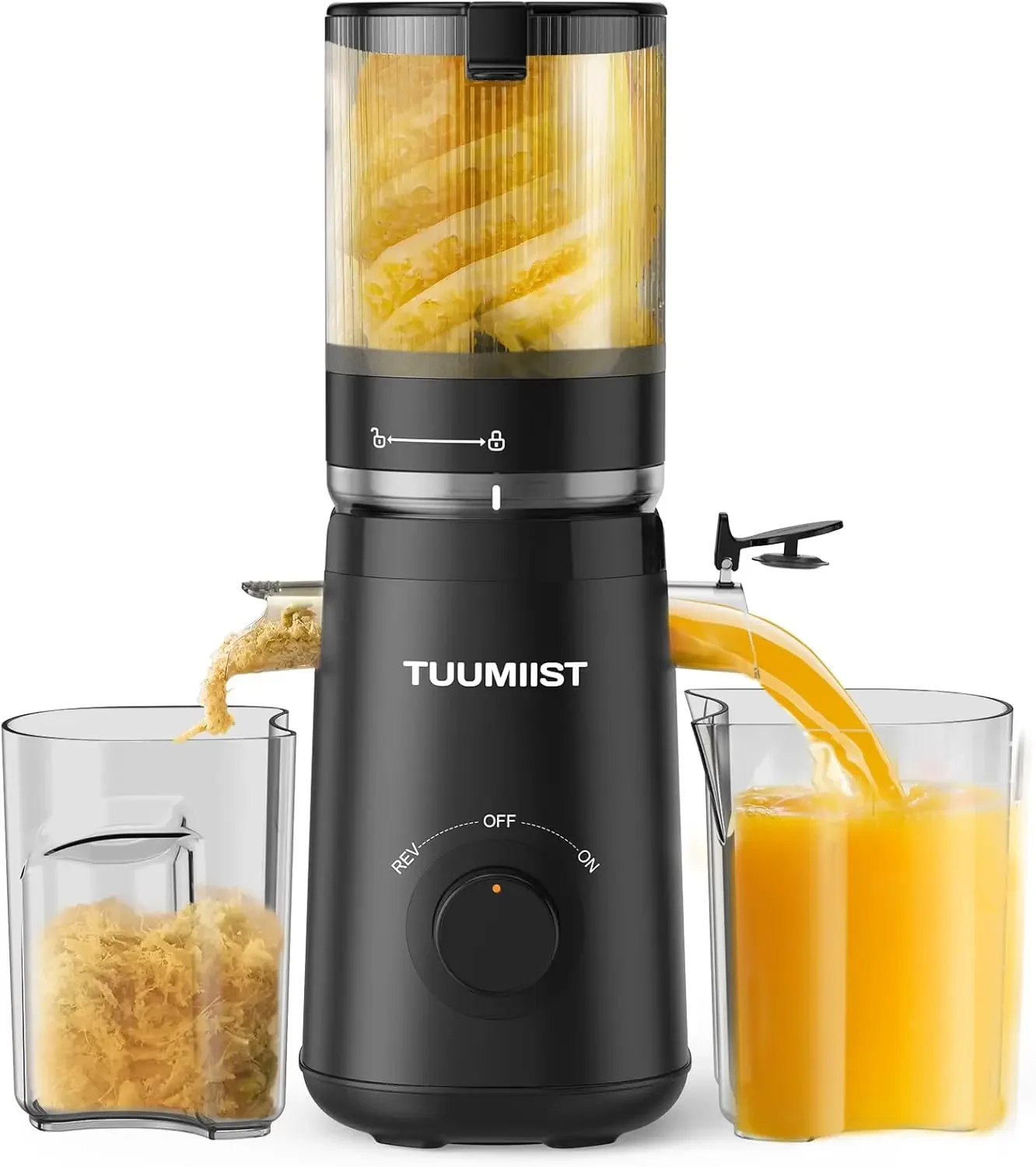 Machines, TUUMIIST Cold Press Juicer with 5.3" Extra Large Feed Chute Fit Whole Fruits & Vegetables Easy to Clean, High Juice Yi