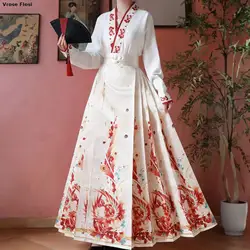New Vintage Hanfu Horse Face Skirt Fashion Women Chinese Traditional Hanfu 2pcs Shirt Pleats Skirt Set White Red Black Mamianqun
