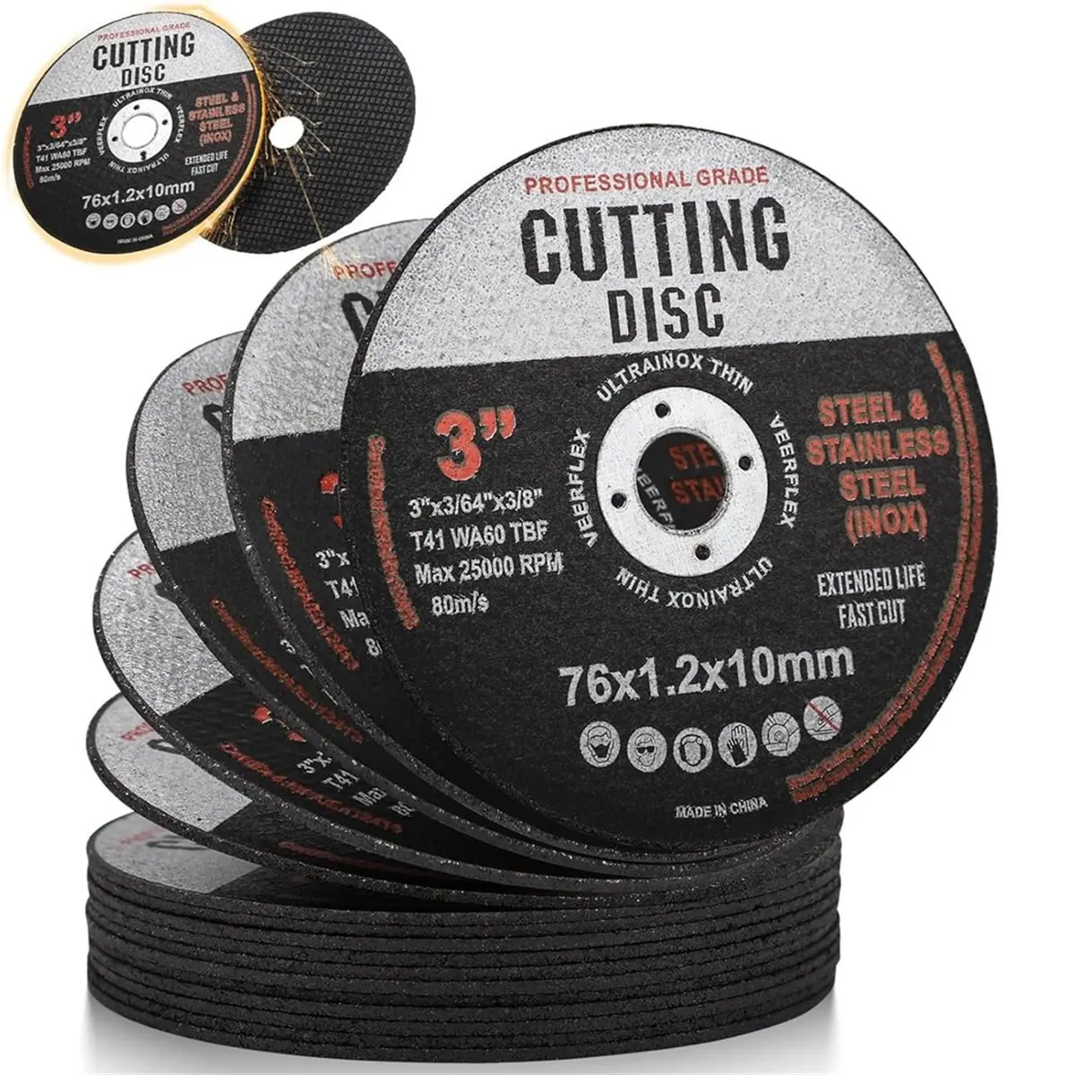 DT57 LATEST MODEL 16pcs Cutting Discs, 76mm Cutting Disc, Angle Grinder Discs for Metal, Grinding Discs, Cutting Discs for Cutti