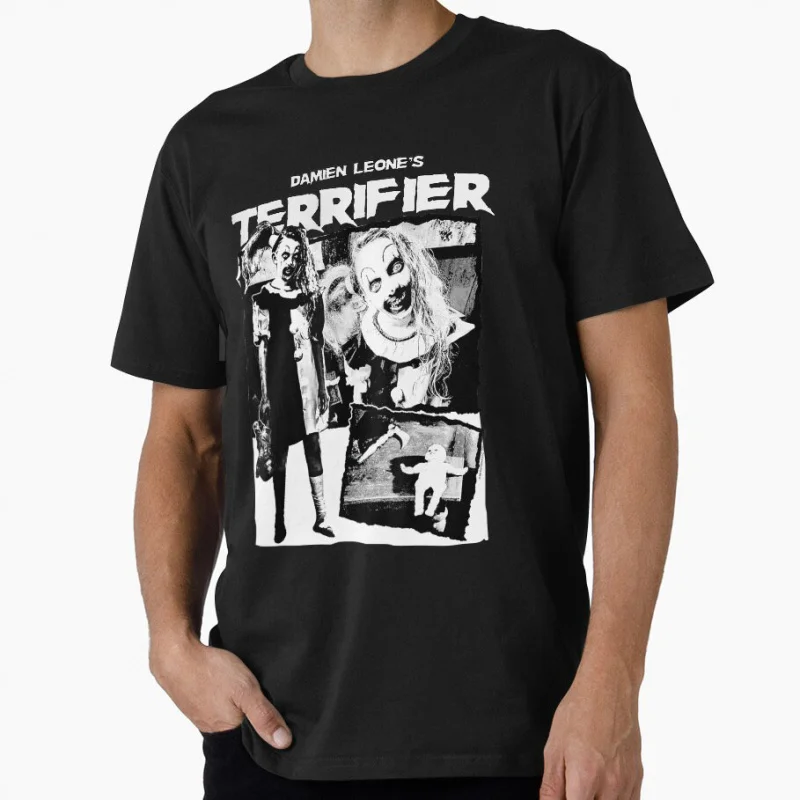 

Terrifier Art The Clown killer Horror Vintage Movies Scary Halloween gift T shirt for man Large size Tops 100% cotton clothes