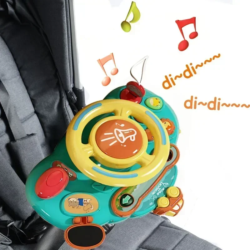 Baby Toy Electric Simulate Driving Car Copilot Steering Wheel Stroller Driving Early Educational Toys for 0-36 Months Toddler