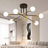 Vintage Ceiling Lamps Ceiling Light E27 Bulb of 6 Lights,Modern Industrial Chandelier for Living Room,Bedroom,Kitchen（No bulbs)