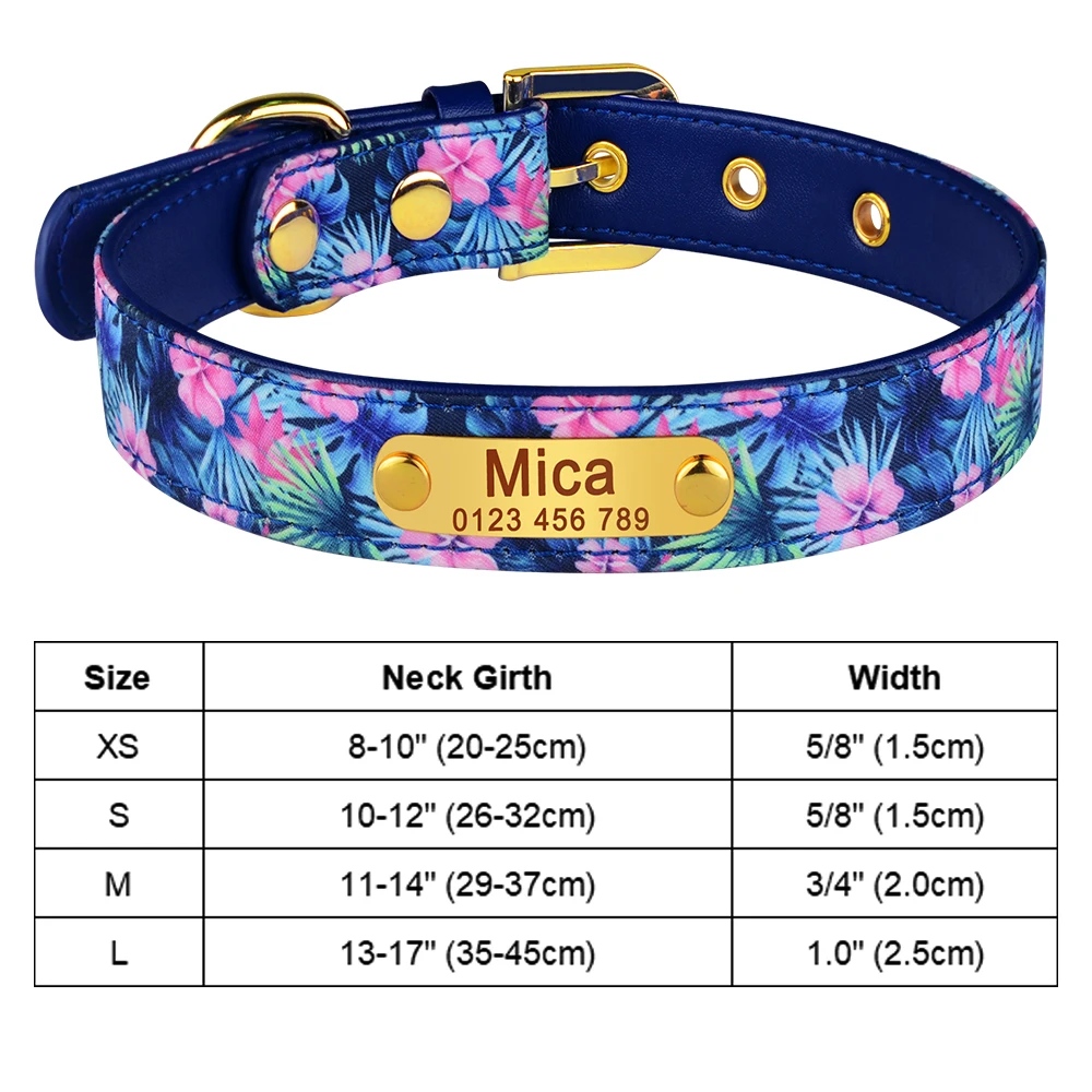 Personalized Flower Dog Collar Nylon Bee Printed Puppy Collars Free Custom Pet ID Necklace Collars For Small Large Dog Chihuahua