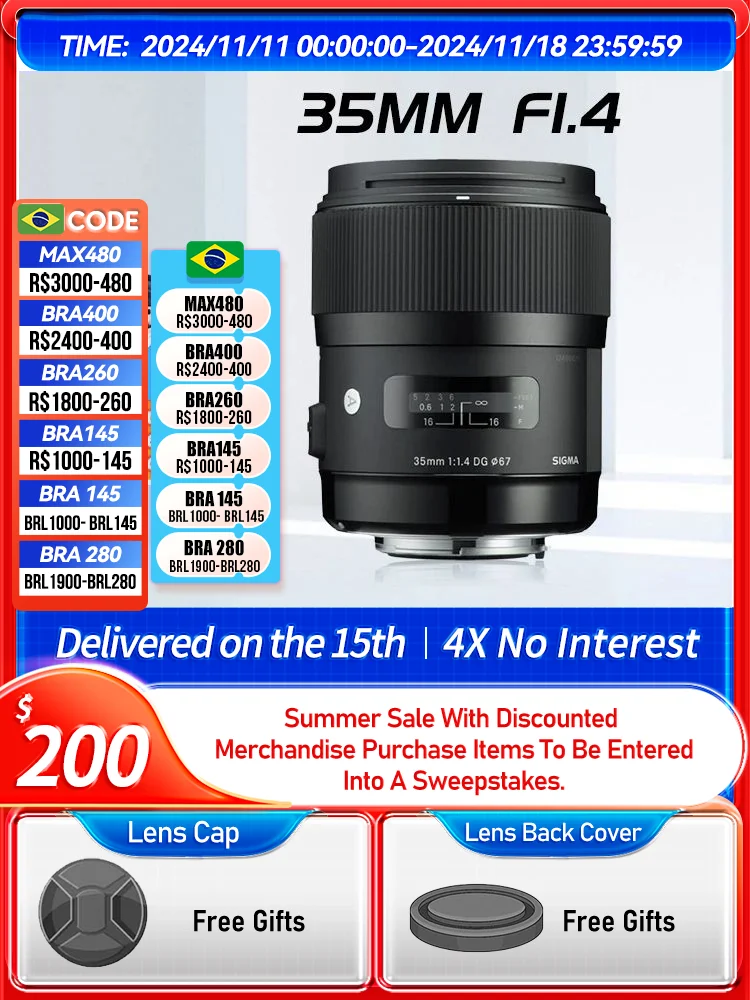 Sigma 35mm F1.4 DG HSM Art Full Frame Prime Digital SLR Camera Lens for Canon 6D II 5D IV Sony A7 III IV Nikon D850 35 1.4（Used）