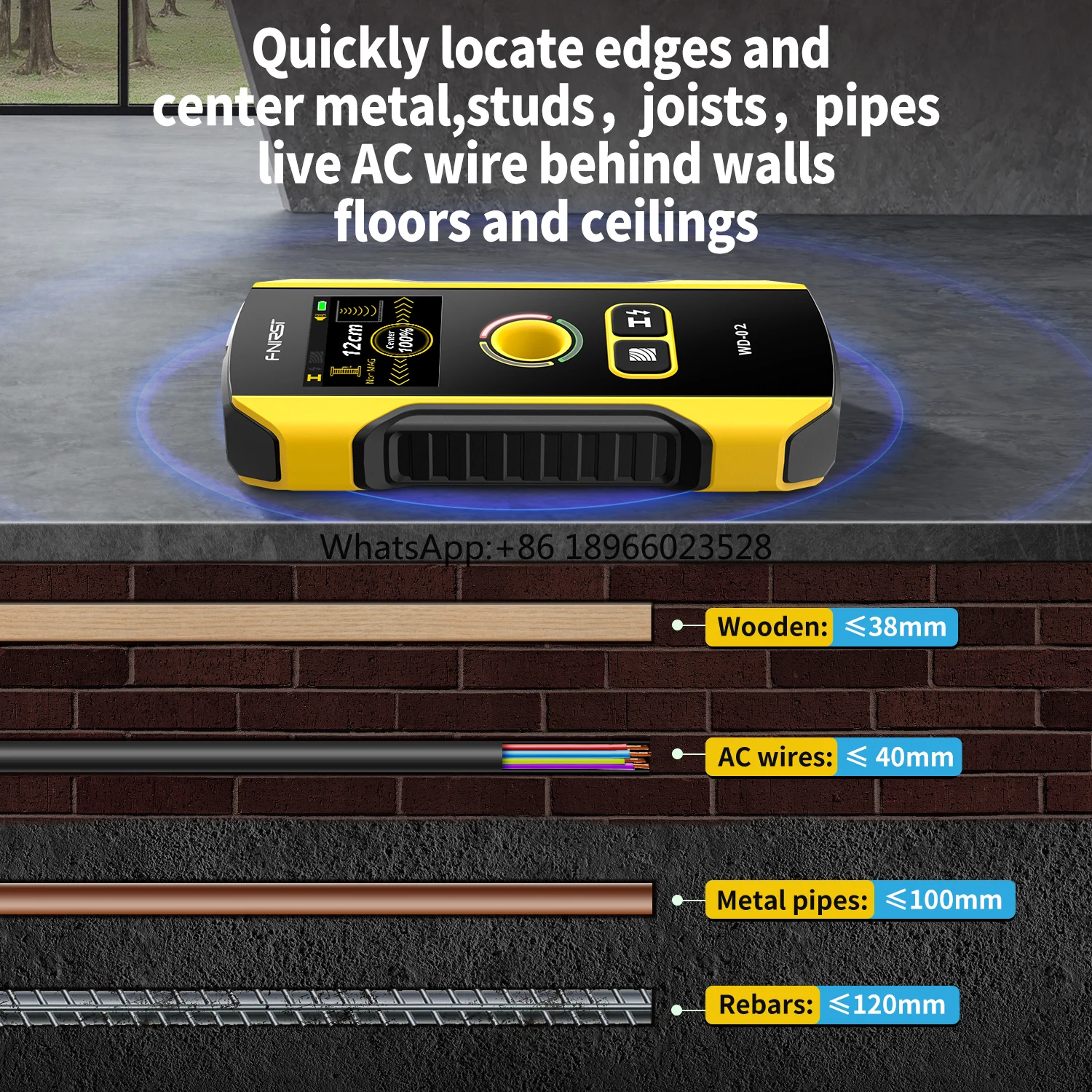 Wd-02 Multi-functional Wall Detector High-precision Load-bearing Wall Concealed Pipeline Wire Metal Steel Bar Detector