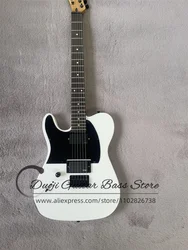 Left Hand Electric Guitar White Body Rosewood Fingerfrets Fixed Bridge Black Pickguard Locked Tuners Factory Custom