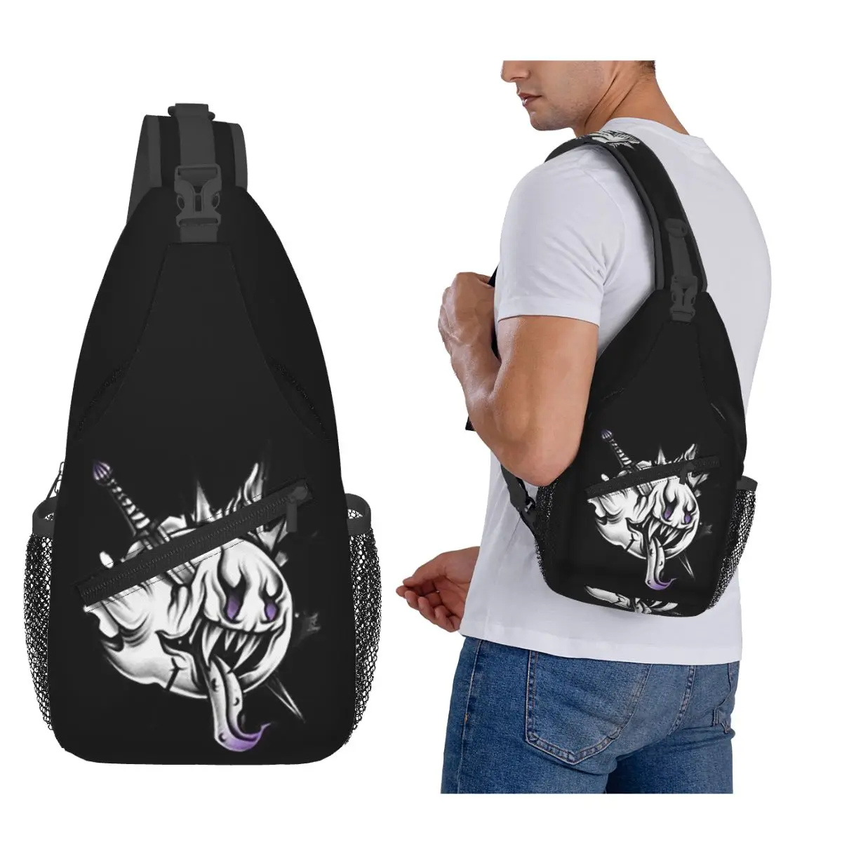 

King Boo Chest Bag Men Sling Crossbody Backpack Chest Bag Travel Hiking Daypack Shoulder Bag