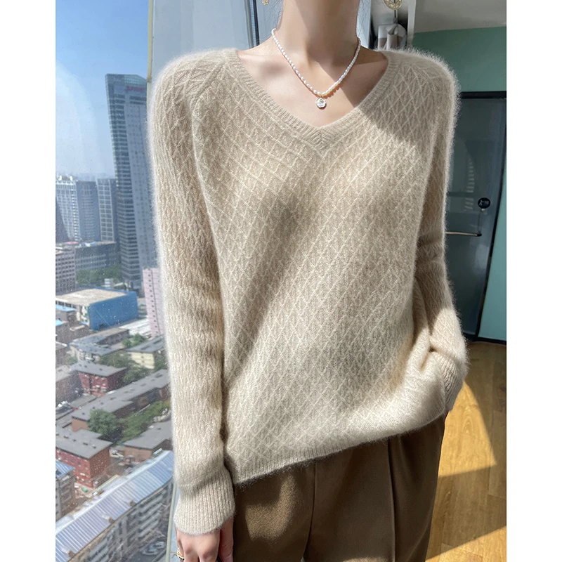 2023 New 100%Wool Knitting Sweater Tops Pullovers Casual Womens Long Sleeve Keep Warm Slim Fit Pullover Ladies Sweater