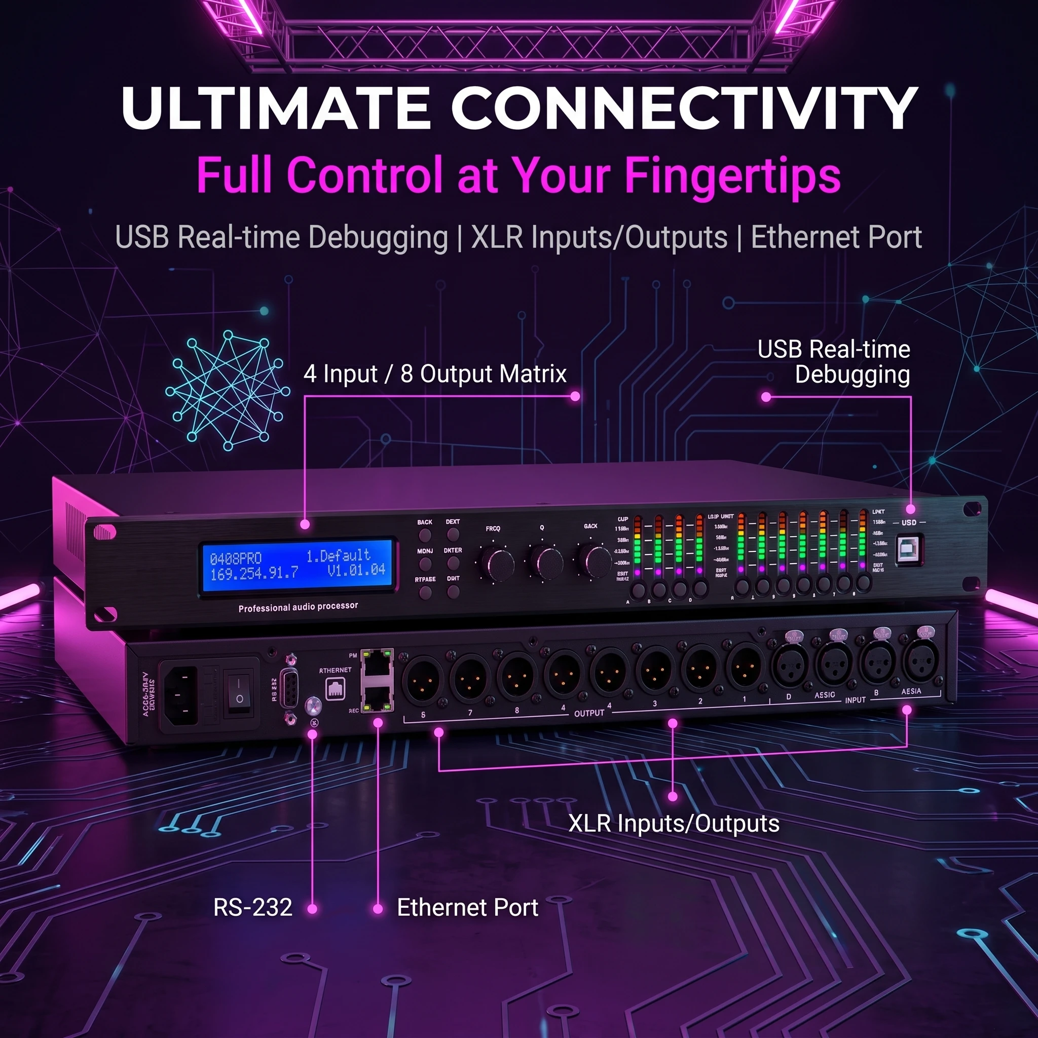 Paulkitson MC48 Digital Audio Processor DriverRack 4In 8Out 96K DSP FIR Speaker Management System