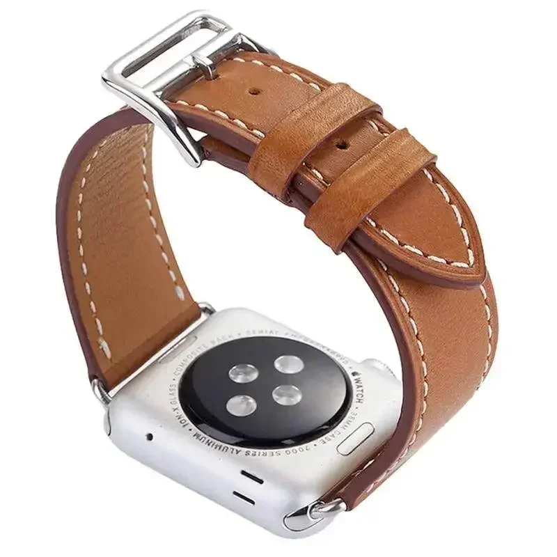 Leather Watch Band for apple watch strap Series9 8 7 6 SE 5 4 3 2 1 for iwatch 38mm 42mm Wrist for I Watch Band 44 40 41 45 49mm