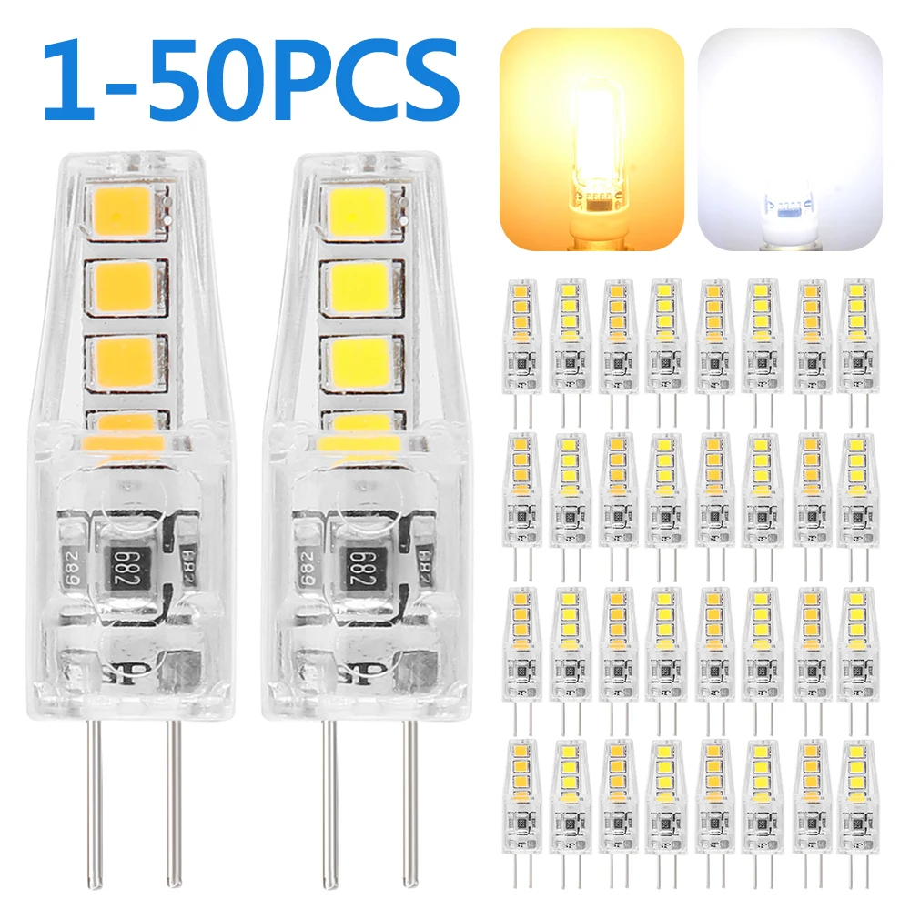 

1-50Pcs Dimmable G4 COB LED Light Bulbs 12V 220V Volt 2W Lamp Replace 8LED Incandescent Halogen Chandelier Lighting Decorative