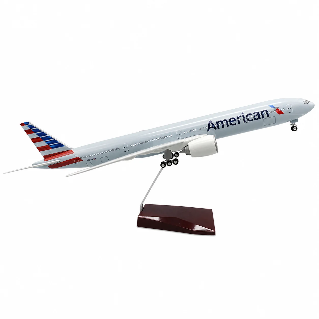 47cm Die-Cast Resin Airplane Model B777 United States Airlines 18.5 inches with Stand and Landing Gear—Adult Collector's Gift