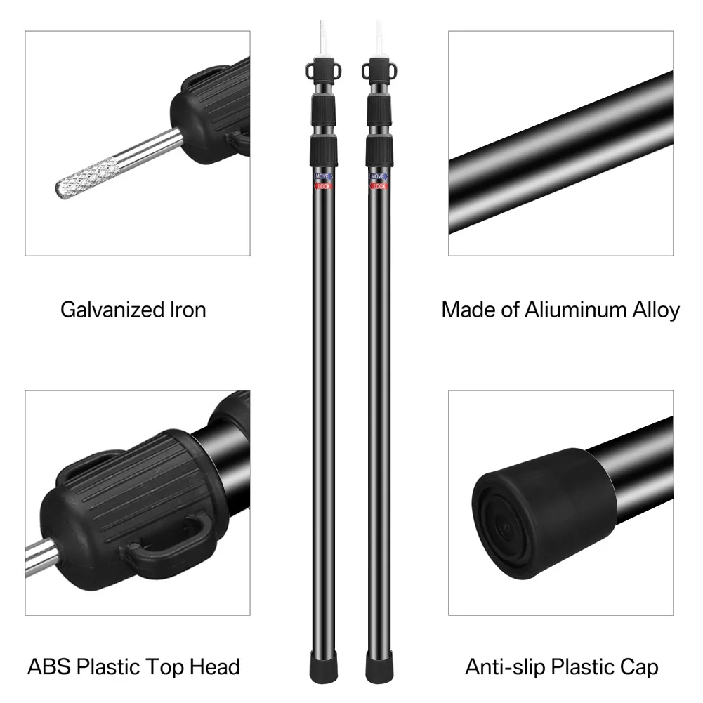 2,3 m verstellbare Camping-Planenstangen aus Aluminiumlegierung, teleskopierbar, tragbar, verstellbare Zeltstangen für Strand, Camping, Unterschlupf, Markise – Detail 4