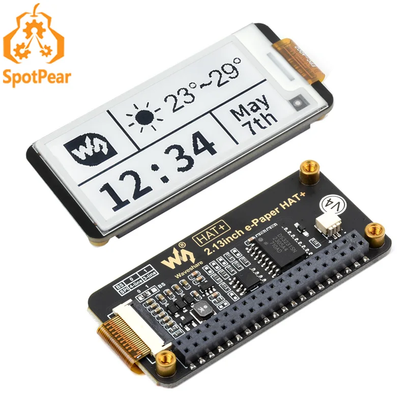 

2.13inch e Paper HAT+ E-Ink Display 2.13inch Black-With-White SPI 250x122 For Raspberry Pi / Jetson Nano