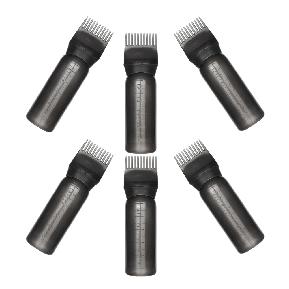 

6pcs 160ML Shampoo Bottles Hair Color Applicator Comb Graduated Design Salon Home Dye Oil Reusable Lightweight