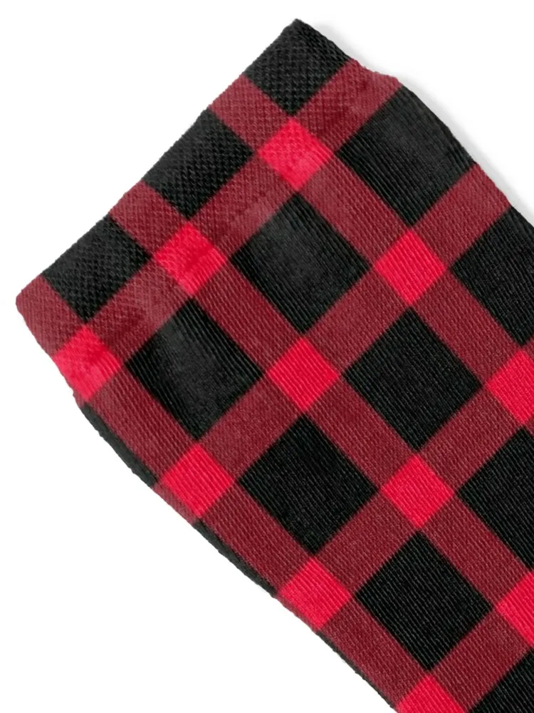 Red and Black Buffalo Plaid Socks Hiking boots hockey Running bright garter Woman Socks Men's