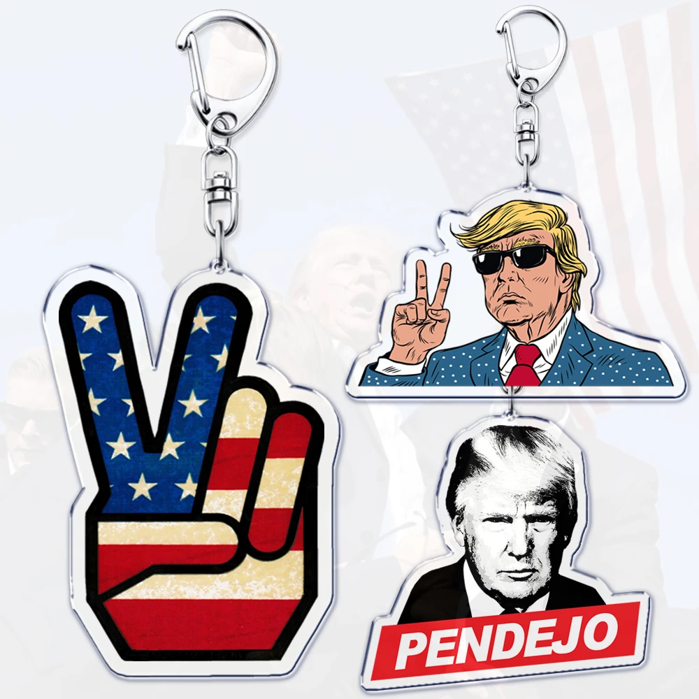 Donald Trump President Keychain for Women Accessories USA Make America Again Republican Keying Jewelry Fans Friends Gifts