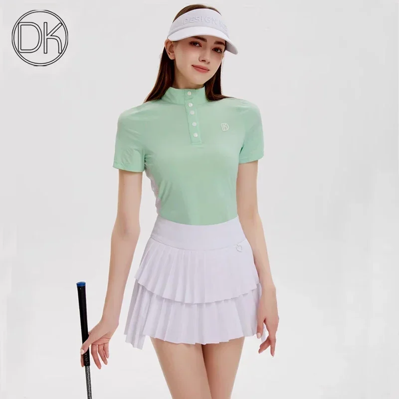 2024DK Golf Women's Suits Spring and Summer Golf Uniforms Fashion Clothing Women's Short-sleeved Tops Pleated Short Skirt Pants