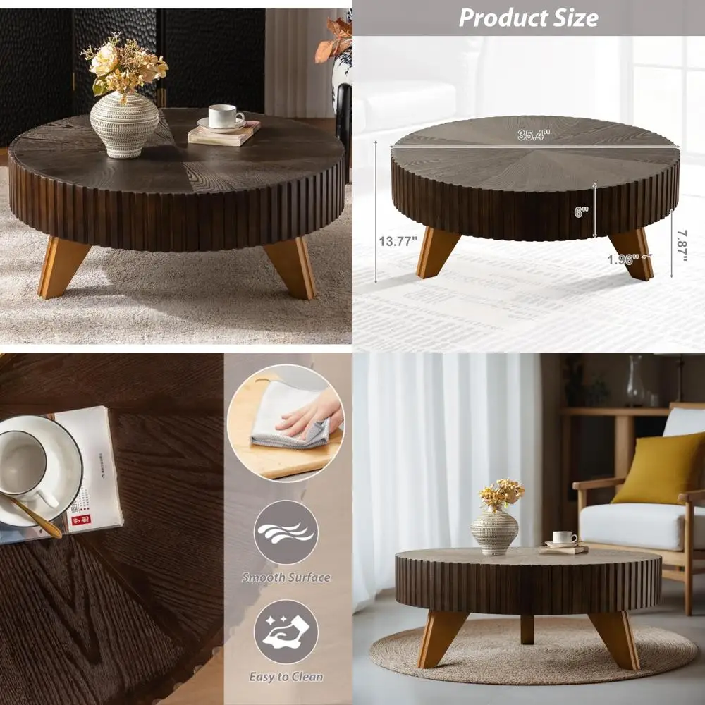 

Современный журнальный столик из орехового дерева на пьедестале - столик с акцентом в деревенском стиле для экономичной жизни