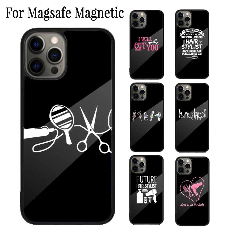 Hair Stylist Barber Hairdresser Tools Magnetic Phone Case For iPhone 16 15 14 Plus 13 12 11 Pro Max Magsafe Wireless Cover