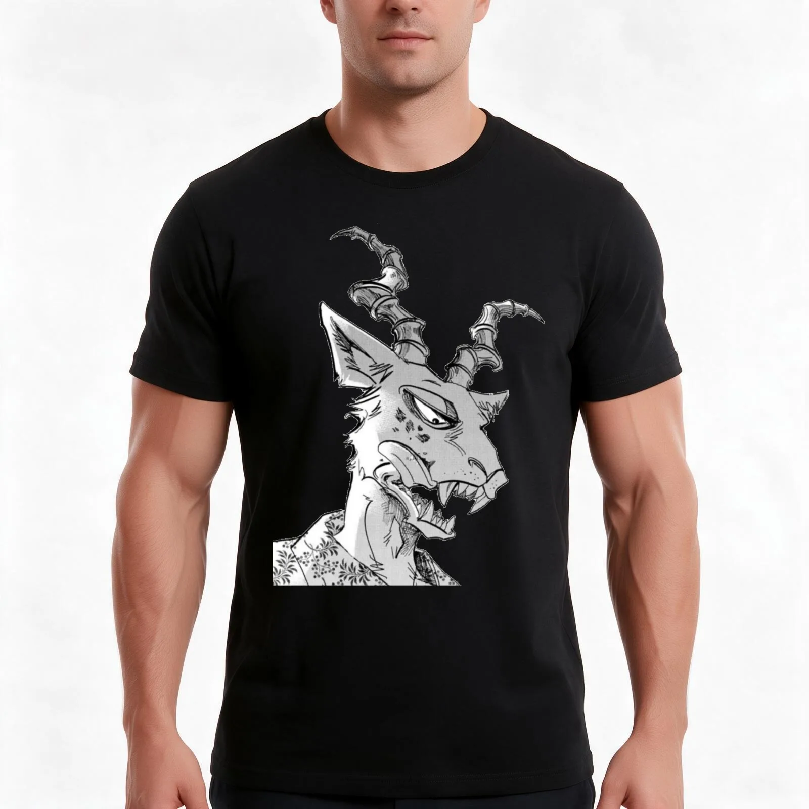 Beastars Melon T-Shirt, Summer Casual Cotton Tee, Oversized Streetwear Tops, Vintage Graphic Print, Loose Fit Short Sleeve