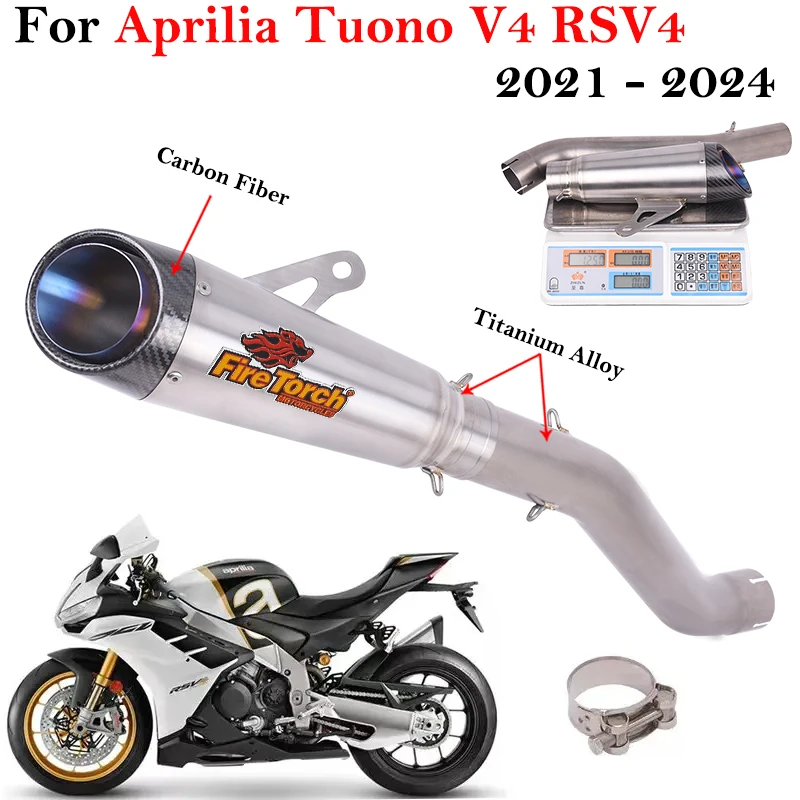 Slip On For Aprilia Tuono V4 RSV4 2021 - 2024 Motorcycle Exhaust System Muffler With Mid Link Pipe No DB Killer