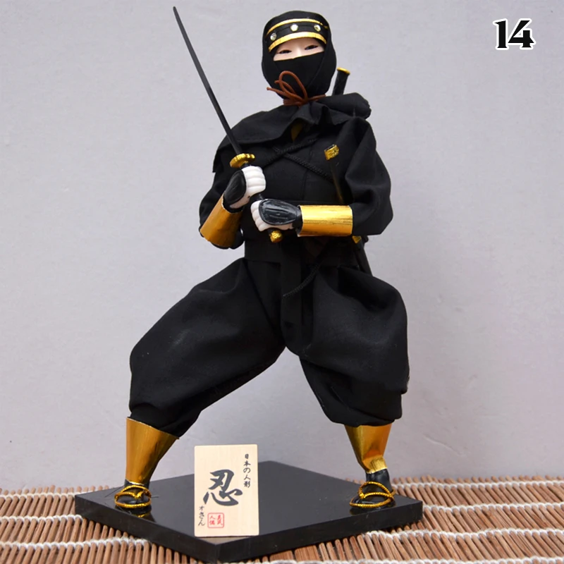 30cm Japanese Samurai Dolls Ornament Handmade Kimono Ninja Figure Figurines Home Office Japanese Restaurant Decoration Gift