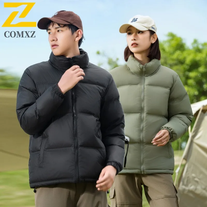 

COMXZ Мужская стеганая куртка, однотонная, для путешествий, морозостойкая, для повседневной прогулки, хлопковая стеганая куртка, толстая теплая зимняя стеганая куртка