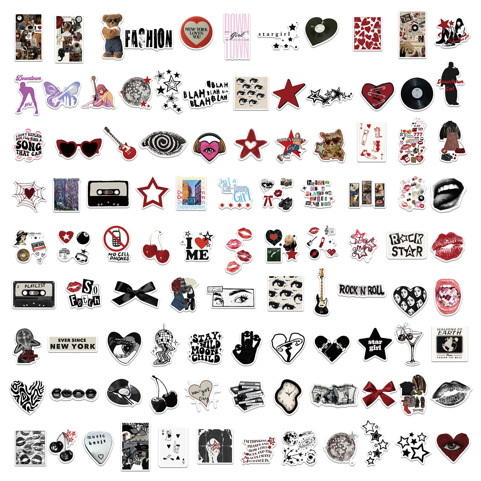 100PCS Y2K Stickers Exquisite Handbooks Material Phone Cases Laptop Suitcases Water Cups Waterproof Stickers