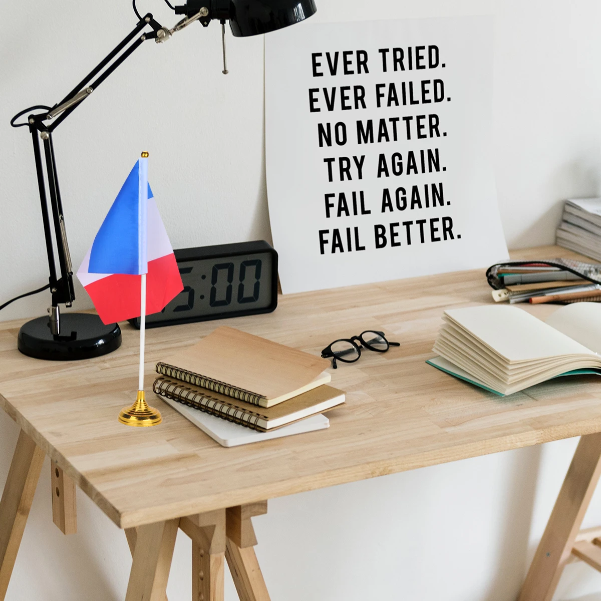 

12 Pcs Table Flag Seat Flags France Desktop Tabletop Small Mini Banner with Base