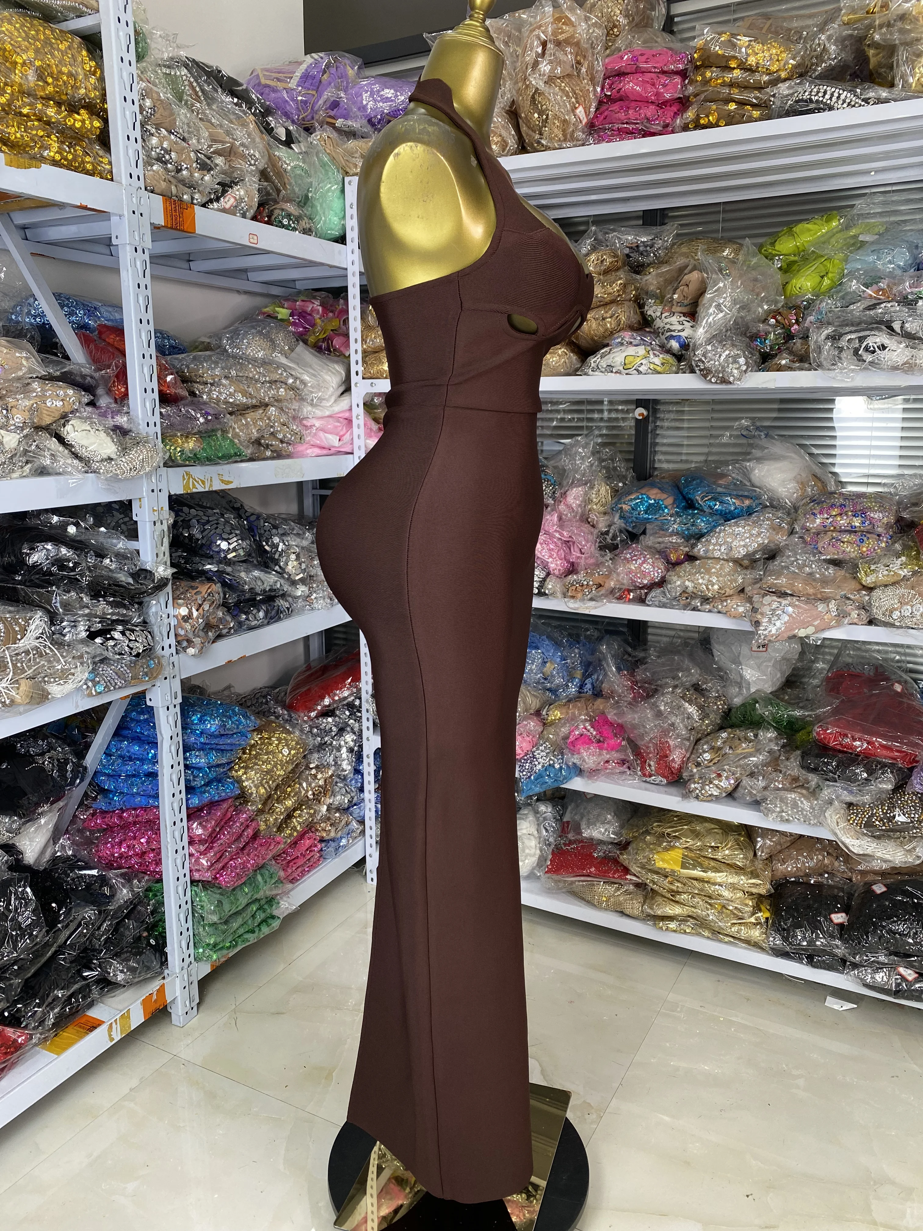 Nuevo vestido del vendaje de las mujeres Sexy Curve Hlater recortado Bustier largo elástico celebridad noche Club vestidos de fiesta al por mayor de fábrica