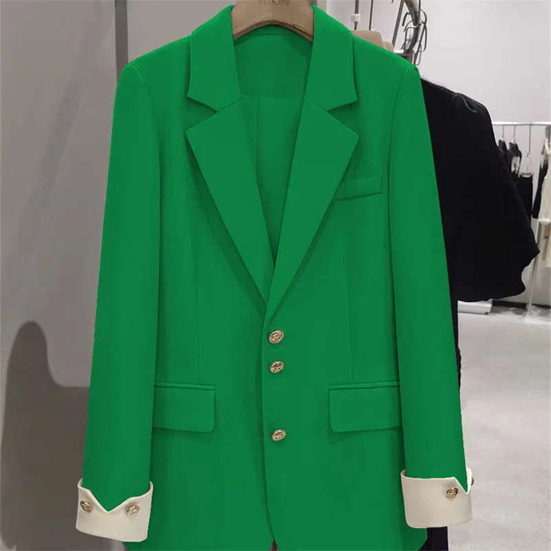 Blazer de moda para mujer, bloque de Color, manga larga, Ropa de Trabajo de negocios para mujer, chaqueta de traje Formal, abrigo de primavera y otoño, prendas de vestir exteriores para mujer
