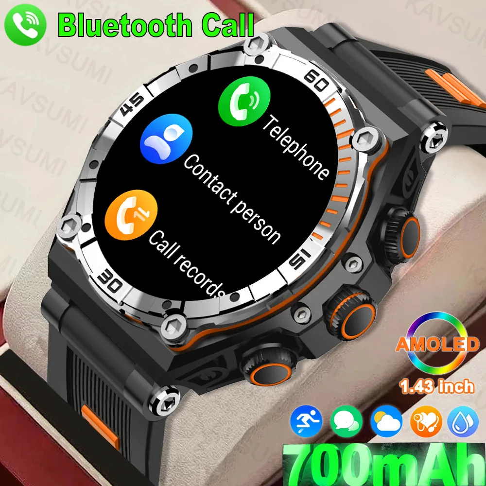 

2023New 1.43Inch 466*466 HD AMOLED Screen Bluetooth Call Men Smart Watch 700 mAh Battery IP68 Waterproof Women Sports Smartwatch