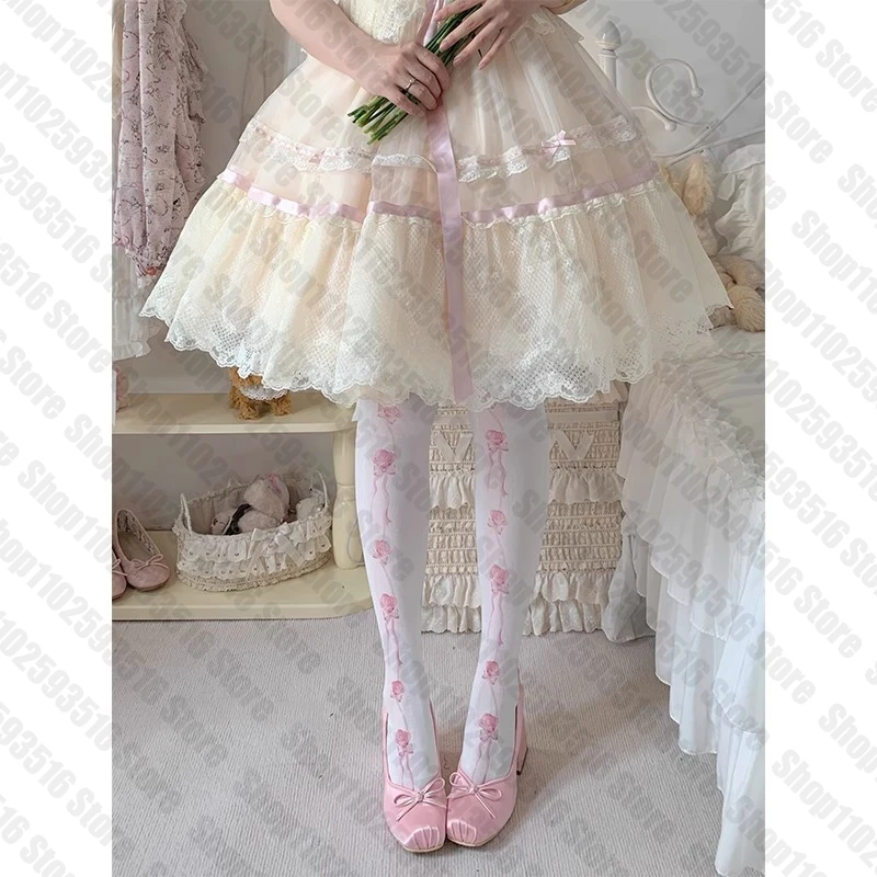 Compression Stockings for Women Punk Cosplay Sexy Shoopy Pantyhose Kawaii Socks Knee High Socks Goth Tights Lolita Fetish Emo