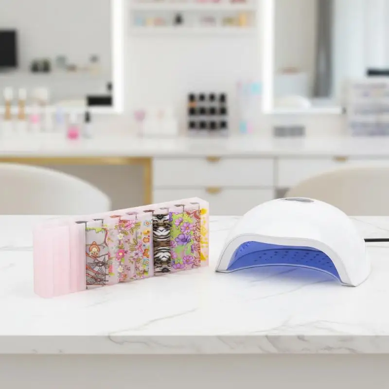 10-Grid Macaron Nail Foil Storage Box Nail Transfer Paper Sticker Organizer Home Salon Use
