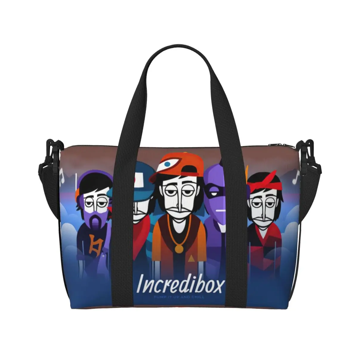 Custom Incredibox Music Video Game Groceries Tote Shopping Bag Women Large Capacity Gym Beach Travel Bags