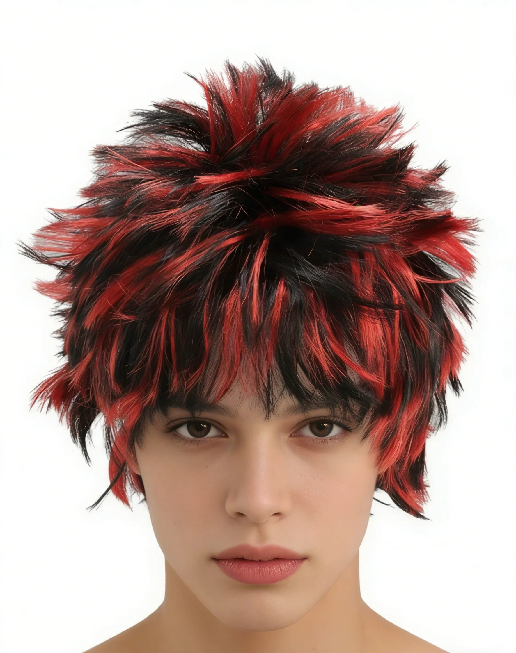 

Red Black Two Tone Spiky Short Wig, Synthetic Layered Messy Hair for Cosplay, Anime Themed Party and Halloween