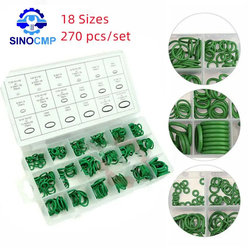 

270pc 18 sizes Universal Car Air Conditioning HNBR R134A O Rings Auto Repair Tools Compressor Rubber Rings Sealant Car Accessory