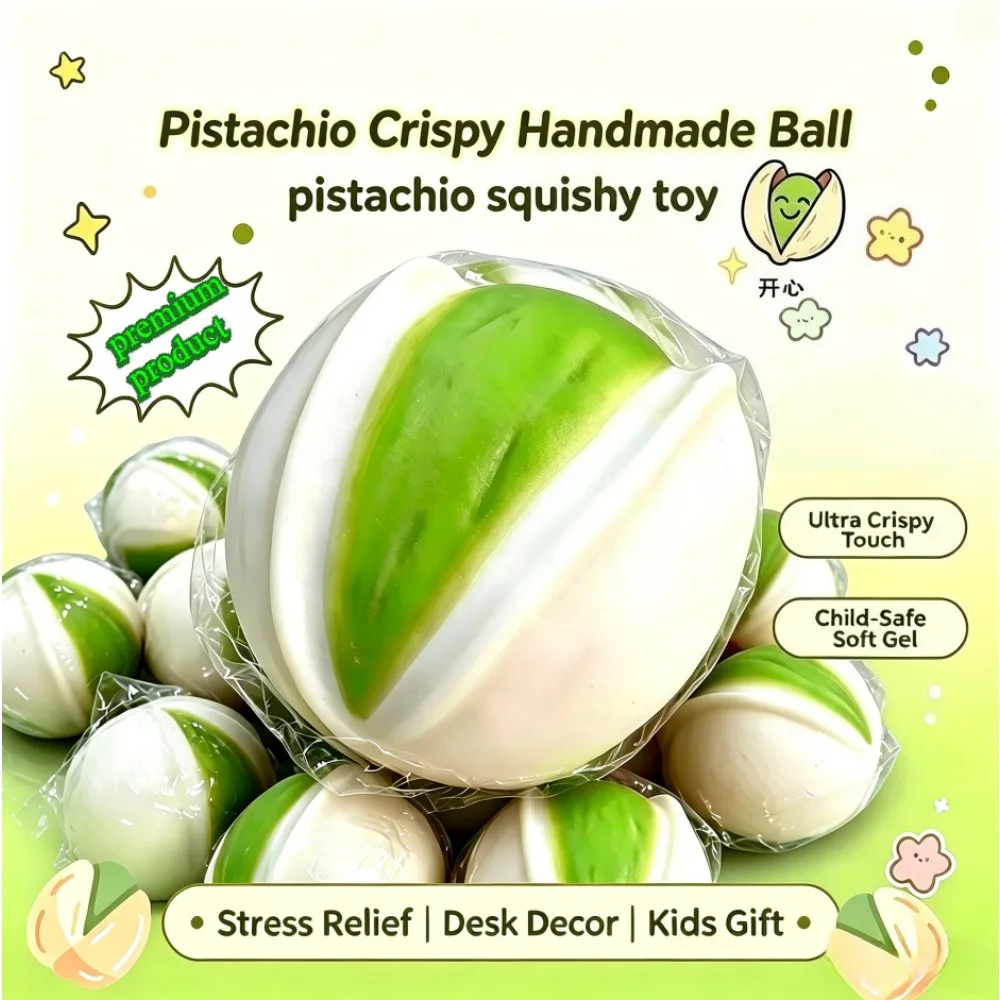 Pistachio Squishy Fidget Toy ASMR Crispy Sound Stress Relief Hand Relax Portable Squeeze Decompression Sensory Novelty Gift