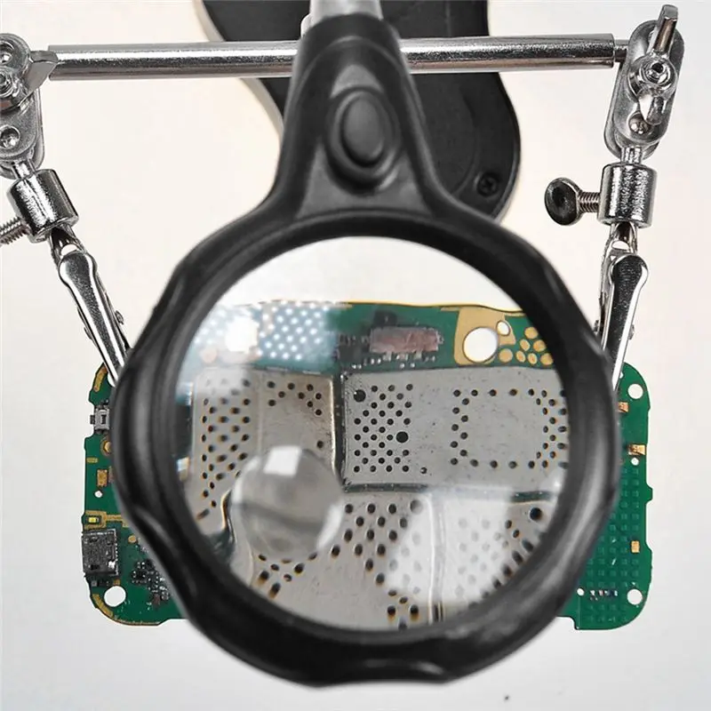 HITL Soldering Iron Table Bracket with Welding Magnifying Glass Digital Equipment Maintenance Tool Table with LED Lamp