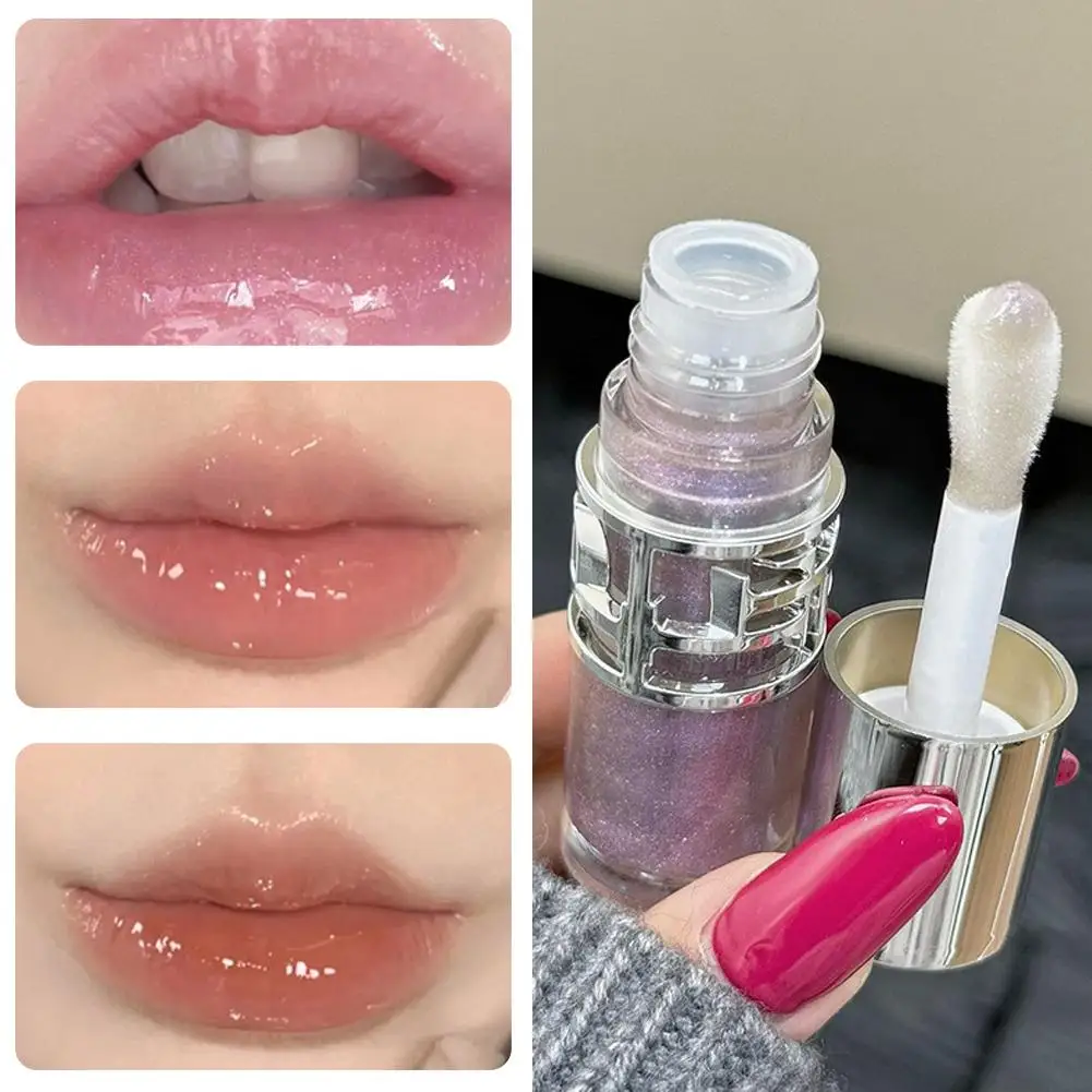 Esmalte labial espelhado brilhante, lábios aquosos, brilho labial aquoso com luz cintilante, maquiagem 6 cores, hidratante hidratante, longa duração