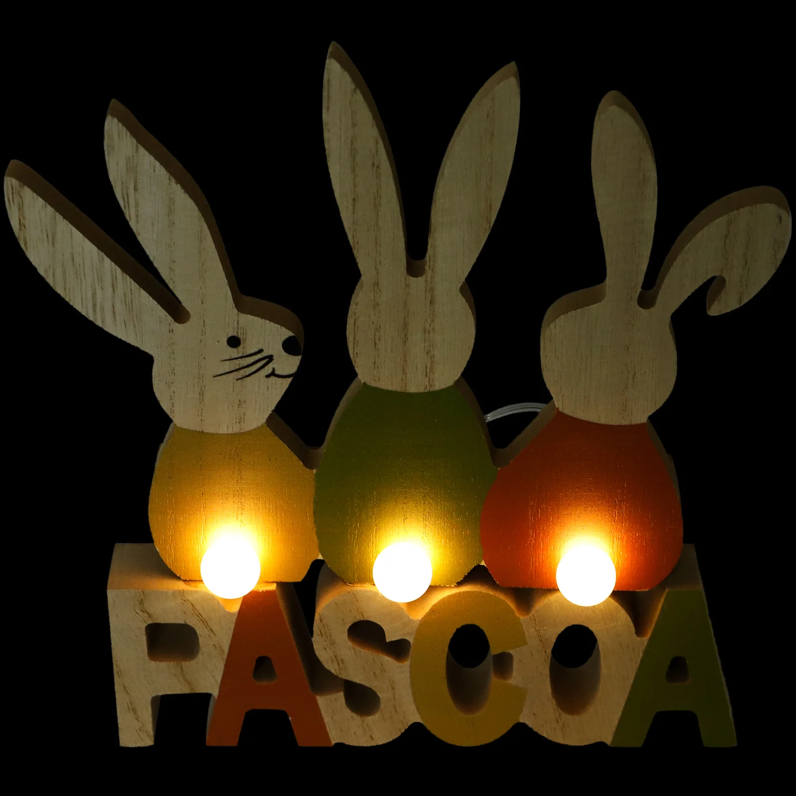 

Luminous Wooden Bunny and Egg Table Centerpiece for Easter Decorations - Crafted Woodwork Rabbit Home Party Decoration, Easter