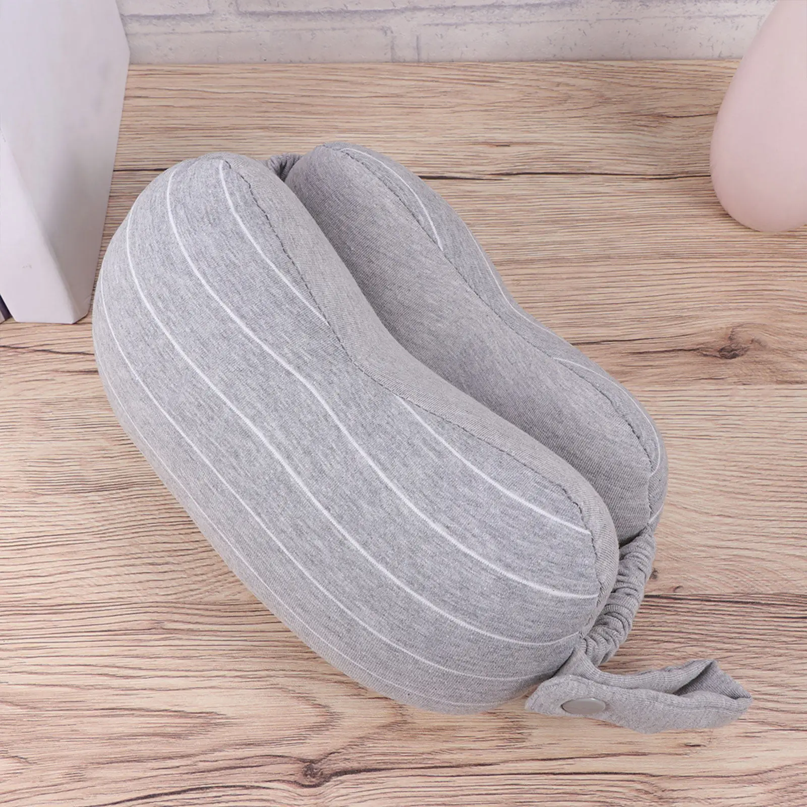 1Pcs U-Shaped Eye Mask Pillow 2-in-1 Cotton Fabric Breathable Lightweight Travel Neck Pillow Plane Office Elastic Band Light
