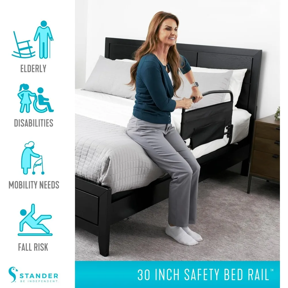 30-Inch Safety Bed Rail with Padded Pouch for Adults and Seniors, Fits King/Queen/Full/Twin Beds, ASTM Approved