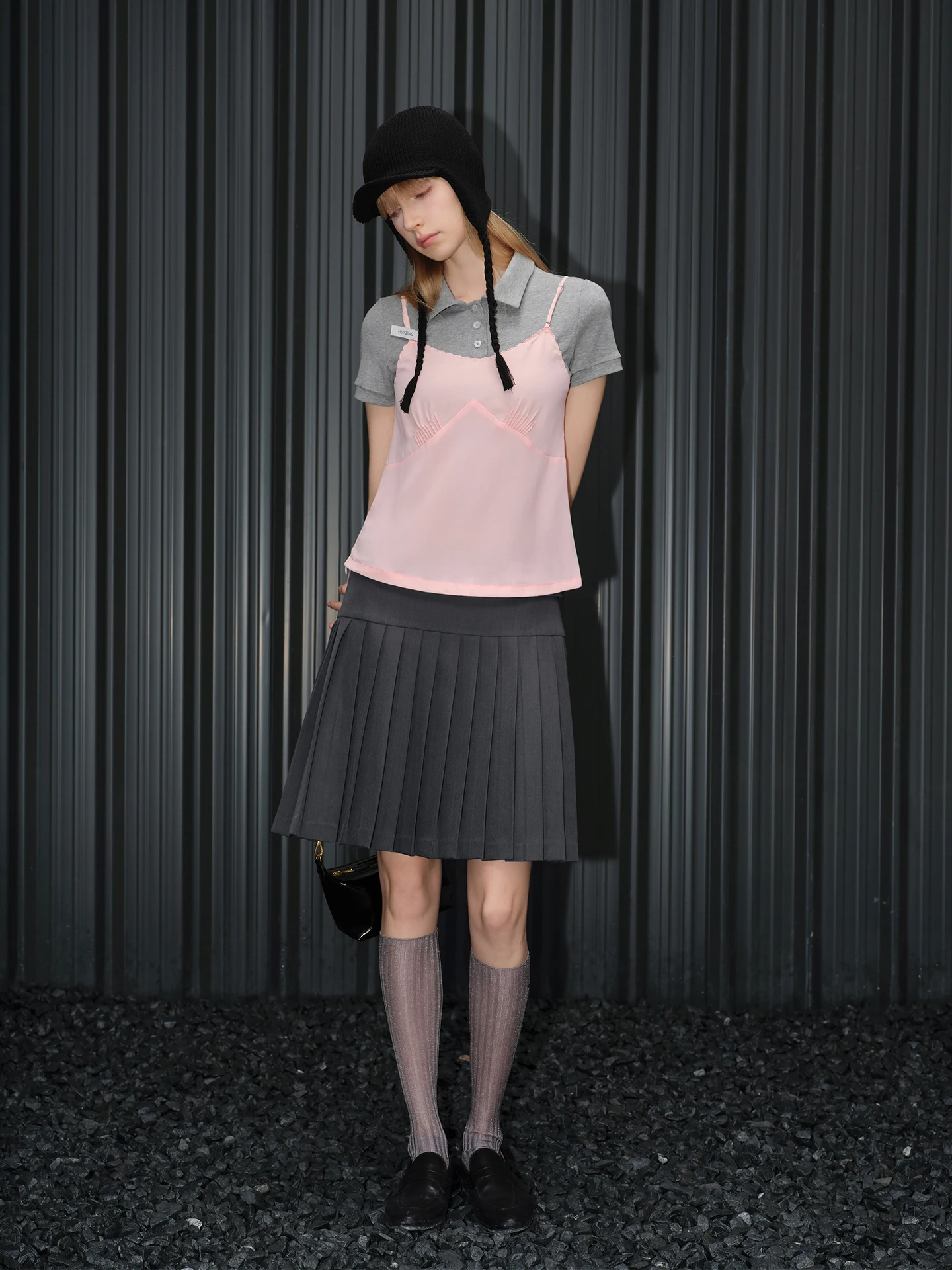 

Женский комплект Huiqing: топ и футболка с коротким рукавом, весна 2026, свободный крой, удобный, в уличном стиле, вязаный