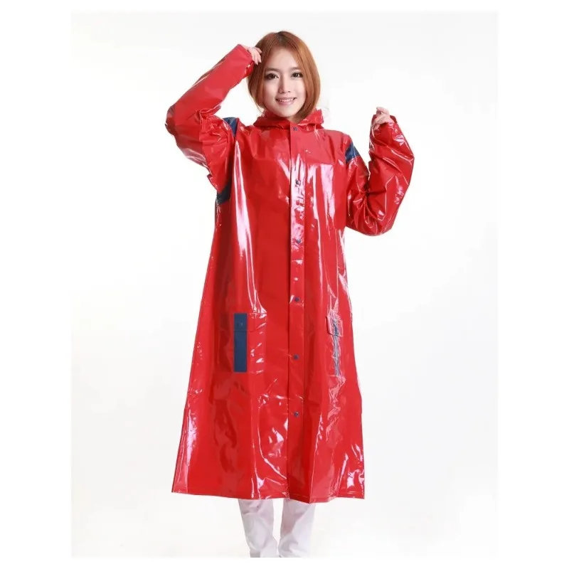 Women's Trench Coat Long Red Silver Thick  Super Big Trench Rain Coat Travel Winter  Camping Rain Poncho Chubasquero Mujer