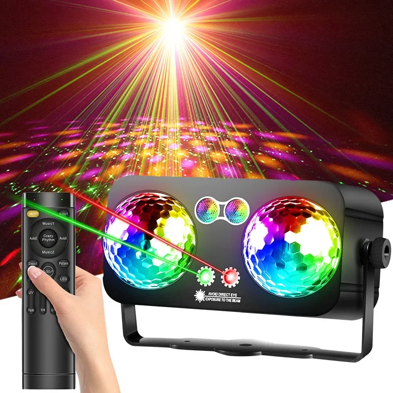 Durable New Double-headed Magic Ball Light Colorful LED Stage KTV Family Atmosphere Light Strobe Voice-activated Bar Light