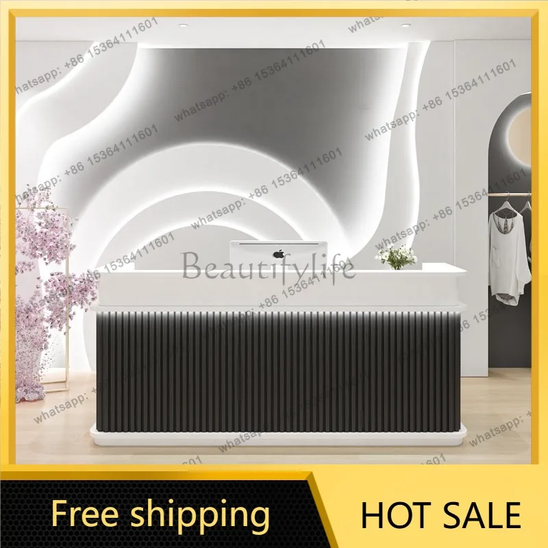 Best Sellers White Small Reception Desks Display Led Lights Design Beauty Reception Desks Unique Welcome Mostrador De Tienda Tre
